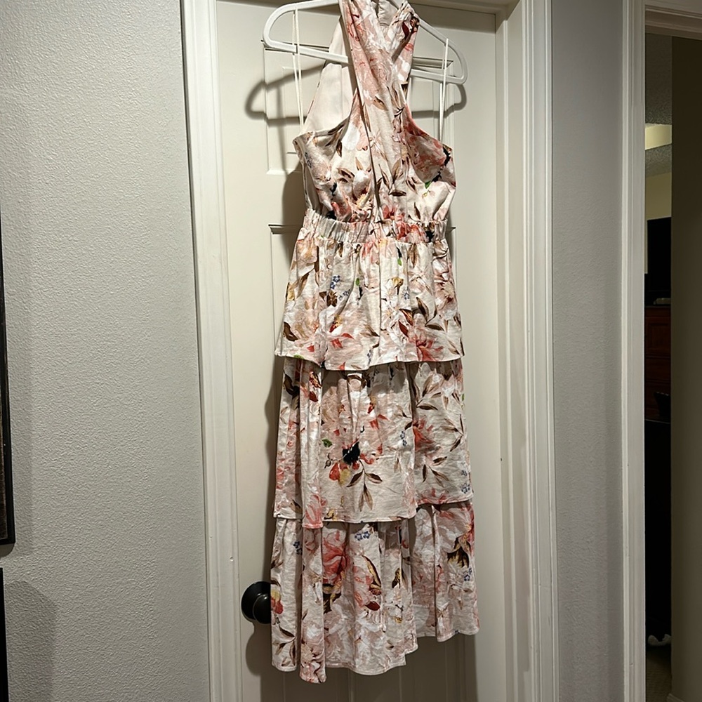 Halter tiered midi dress